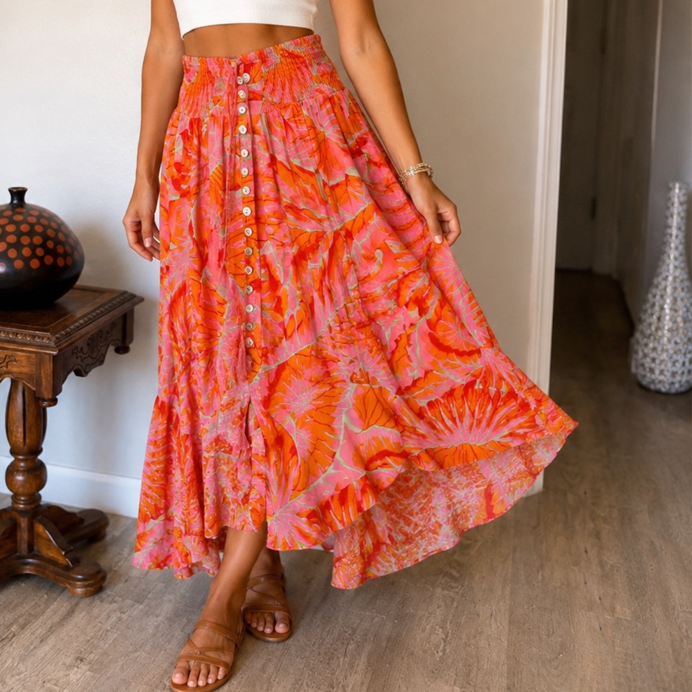 Cynthia Rowley tropical print skirt Sz L